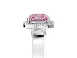 White gold Fancy Pink Cushion  Halo Pave Split Shank Prong Setting Ring_92