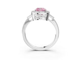 White gold Fancy Pink Cushion  Halo Round Diamond Milgrain Pave Engagement Ring_6