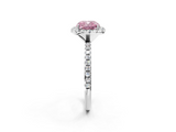 White gold Fancy Pink Cushion  Halo Round Diamond Pavé Band Four-Prong Ring_5