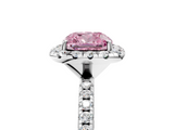White gold Fancy Pink Cushion  Halo Round Diamond Pavé Band Four-Prong Ring_8