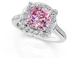 White gold Fancy Pink Cushion  Halo Round Diamond Pave Band with Four-Prong Setting_51