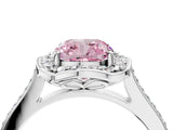 White gold Fancy Pink Cushion  Halo Round Diamond Pave Band with Four-Prong Setting_54