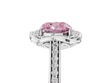 White gold Fancy Pink Cushion  Halo Round Diamond Pave Band with Four-Prong Setting_55
