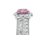 White gold Fancy Pink Cushion  Halo Round Diamond Pave Band with Prong Setting 5
