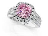 White gold Fancy Pink Cushion  Halo Round Diamond Pave Band with Prong Setting_25