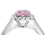 White gold Fancy Pink Cushion  Halo Round Diamond Pave Band with Prong Setting_28