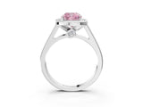 White gold Fancy Pink Cushion  Halo Solitaire Diamond Ring with Pave Band and Bezel Setting_52