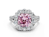 White gold Fancy Pink Cushion  Halo Split Shank Diamond Engagement Ring with Pave Band and Four-Prong Setting_54