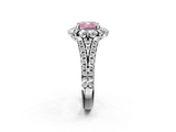 White gold Fancy Pink Cushion  Halo Split Shank Diamond Engagement Ring with Pave Band and Four-Prong Setting_56
