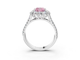White gold Fancy Pink Cushion  Halo Split Shank Diamond Engagement Ring with Pave Band and Four-Prong Setting_57