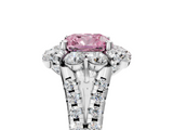 White gold Fancy Pink Cushion  Halo Split Shank Diamond Engagement Ring with Pave Band and Four-Prong Setting_59