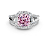 White gold Fancy Pink Cushion  Halo Split Shank Diamond Ring with Four-Prong Setting_32