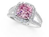White gold Fancy Pink Cushion  Halo Split Shank Diamond Ring with Four-Prong Setting_33