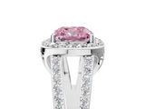 White gold Fancy Pink Cushion  Halo Split Shank Diamond Ring with Four-Prong Setting_37