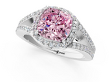 White gold Fancy Pink Cushion  Halo Split Shank Diamond Ring with Prong Setting_21