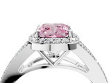 White gold Fancy Pink Cushion  Halo Split Shank Diamond Ring with Prong Setting_24