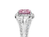 White gold Fancy Pink Cushion  Halo Split Shank Diamond Ring with Prong Setting_25