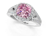 White gold Fancy Pink Cushion  Halo Split Shank Pave Diamond Ring with Four-Prong Setting_50