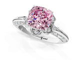 White gold Fancy Pink Cushion  Halo Split Shank Pave Diamond Ring with Petal Prong Setting_64