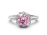 White gold Fancy Pink Cushion  Halo Split Shank Pave Diamond Ring with Petal Prong Setting_67