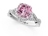 White gold Fancy Pink Cushion  Halo Twist Band Solitaire Prong Setting Ring_85