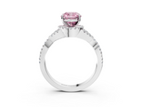 White gold Fancy Pink Cushion  Halo Twist Band Solitaire Prong Setting Ring_87