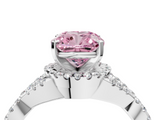 White gold Fancy Pink Cushion  Halo Twist Band Solitaire Prong Setting Ring_88