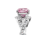 White gold Fancy Pink Cushion  Halo Twist Band Solitaire Prong Setting Ring_89