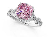 White gold Fancy Pink Cushion  Halo Twist Band Solitaire Ring with Six-Prong Setting_32