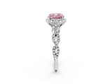 White gold Fancy Pink Cushion  Halo Twist Band Solitaire Ring with Six-Prong Setting_34