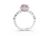 White gold Fancy Pink Cushion  Halo Twist Band Solitaire Ring with Six-Prong Setting_35