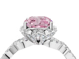 White gold Fancy Pink Cushion  Halo Twist Band Solitaire Ring with Six-Prong Setting_36