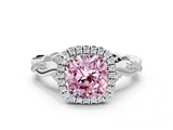 White gold Fancy Pink Cushion  Halo Twist Band Solitaire Ring_20