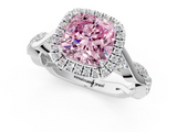 White gold Fancy Pink Cushion  Halo Twist Band Solitaire Ring_21