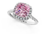 White gold Fancy Pink Cushion  Halo Twisted Band Four-Prong Diamond Ring_21
