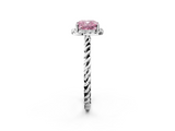 White gold Fancy Pink Cushion  Halo Twisted Band Four-Prong Diamond Ring_22