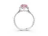 White gold Fancy Pink Cushion  Halo Twisted Band Four-Prong Diamond Ring_23