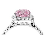 White gold Fancy Pink Cushion  Halo Twisted Band Four-Prong Diamond Ring_24
