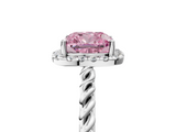 White gold Fancy Pink Cushion  Halo Twisted Band Four-Prong Diamond Ring_25