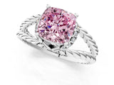 White gold Fancy Pink Cushion  Halo Twisted Band Four-Prong Ring_32