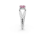 White gold Fancy Pink Cushion  Halo Twisted Band Four-Prong Ring_33