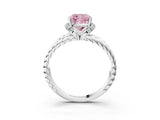White gold Fancy Pink Cushion  Halo Twisted Band Four-Prong Ring_34