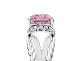 White gold Fancy Pink Cushion  Halo Twisted Band Four-Prong Ring_36