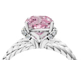 White gold Fancy Pink Cushion  Halo Twisted Band Four-Prong Ring_36