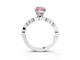 White gold Fancy Pink Cushion  Milgrain Bezel Diamond Engagement Ring with Solitaire Prong Setting_176