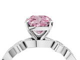White gold Fancy Pink Cushion  Milgrain Bezel Diamond Engagement Ring with Solitaire Prong Setting_181