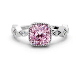 White gold Fancy Pink Cushion  Milgrain Marquise Diamond Twist Band Ring_62