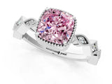 White gold Fancy Pink Cushion  Milgrain Marquise Diamond Twist Band Ring_63