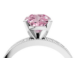White gold Fancy Pink Cushion  Milgrain Pave Diamond Engagement Ring with Four-Prong Setting_183