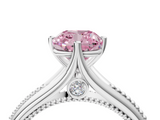 White gold Fancy Pink Cushion  Solitaire Beaded Band Six-Prong Setting_4